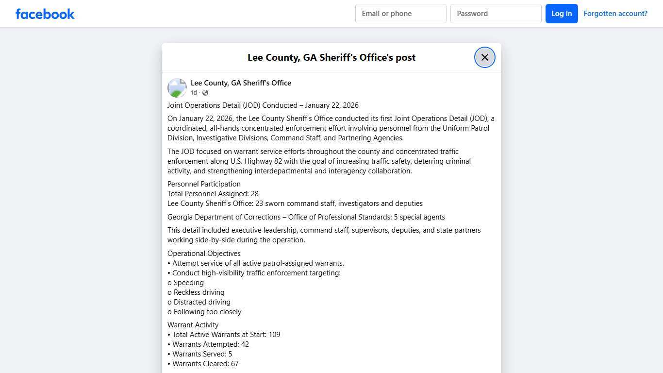 Joint Operations Detail... - Lee County, GA Sheriff's Office Facebook
